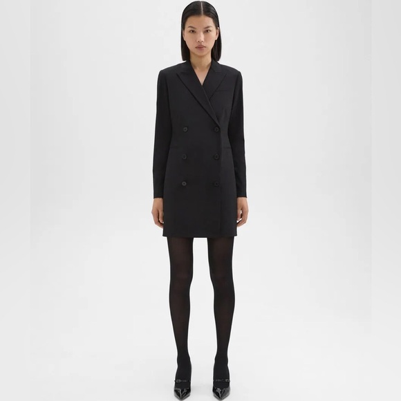 THEORY Blazer Dress Traceable Wool | Black Tailored Mini Size 4 - Picture 1 of 9